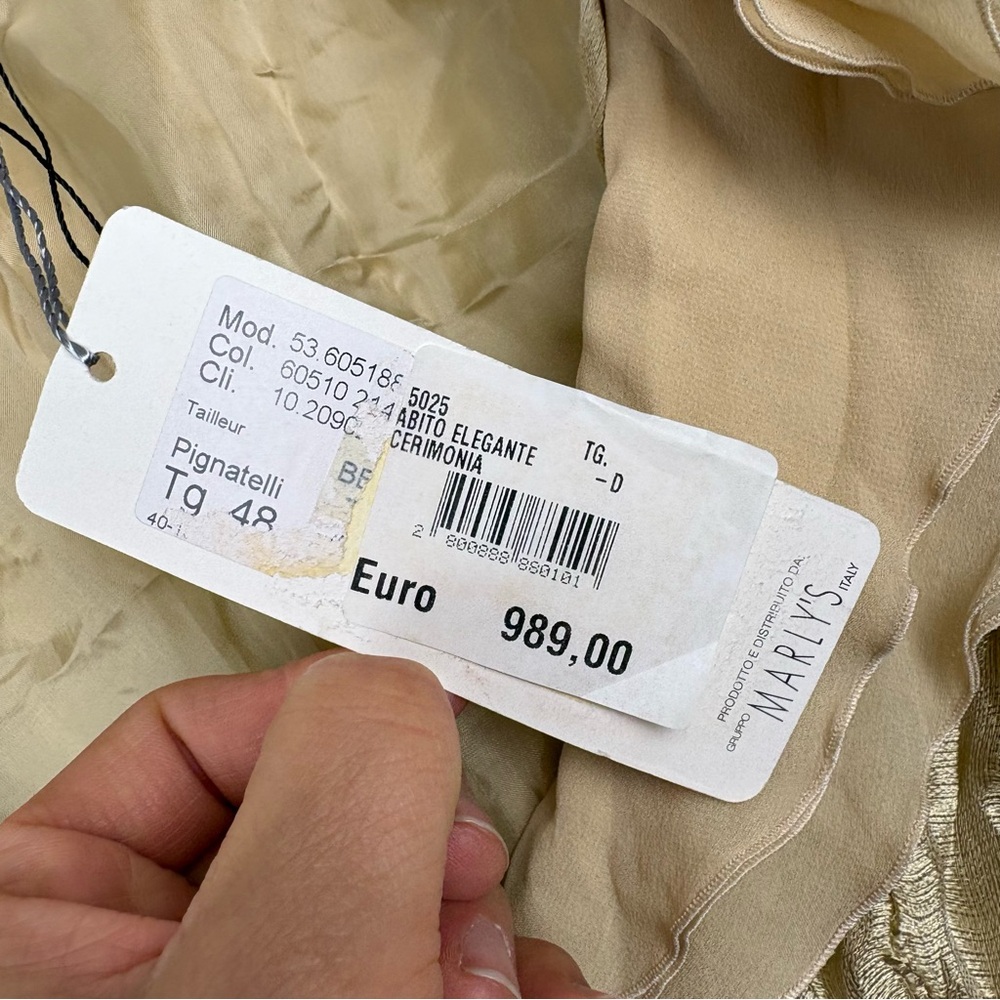 New Carlo Pignatelli Womens Silk Jacket Ruffle Color Sz 14 Gold - Picture 3 of 12